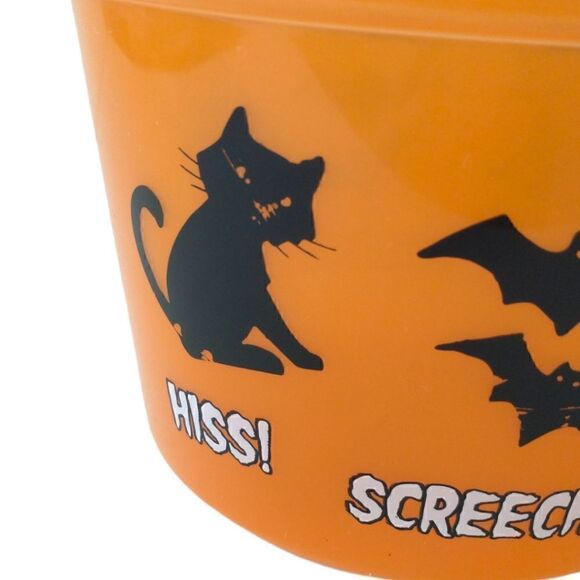 Vintage Halloween Bucket Pail Trick or Treat Black Cats Bats Translucent 1990s. - Picture 9 of 16